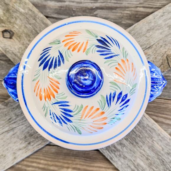 1930's French Faience Henriot Quimper Breton Man-Tureen w/ Lid and Handles-7.5"W - Picture 6 of 10